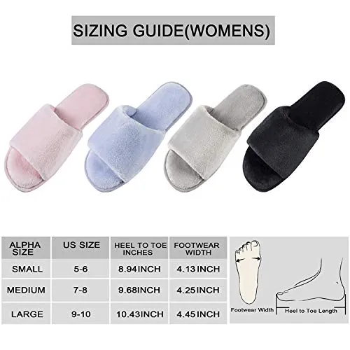 DL Open Toe Slippers for women Indoor, Cozy Memory Foam Womens House Slippers Summer Slip On, Comfy Soft Flannel Womens Bedroom Slippers Slide Breathable Size 7-8 Blue