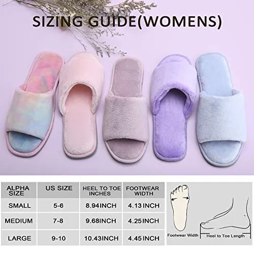 DL Open Toe Slippers for women Indoor, Cozy Memory Foam Womens House Slippers Summer Slip On, Comfy Soft Flannel Womens Bedroom Slippers Slide Breathable Size 7-8 Dark Pink