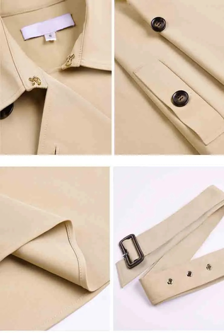 Double Breasted Cloak Khaki Loose Trench Coat