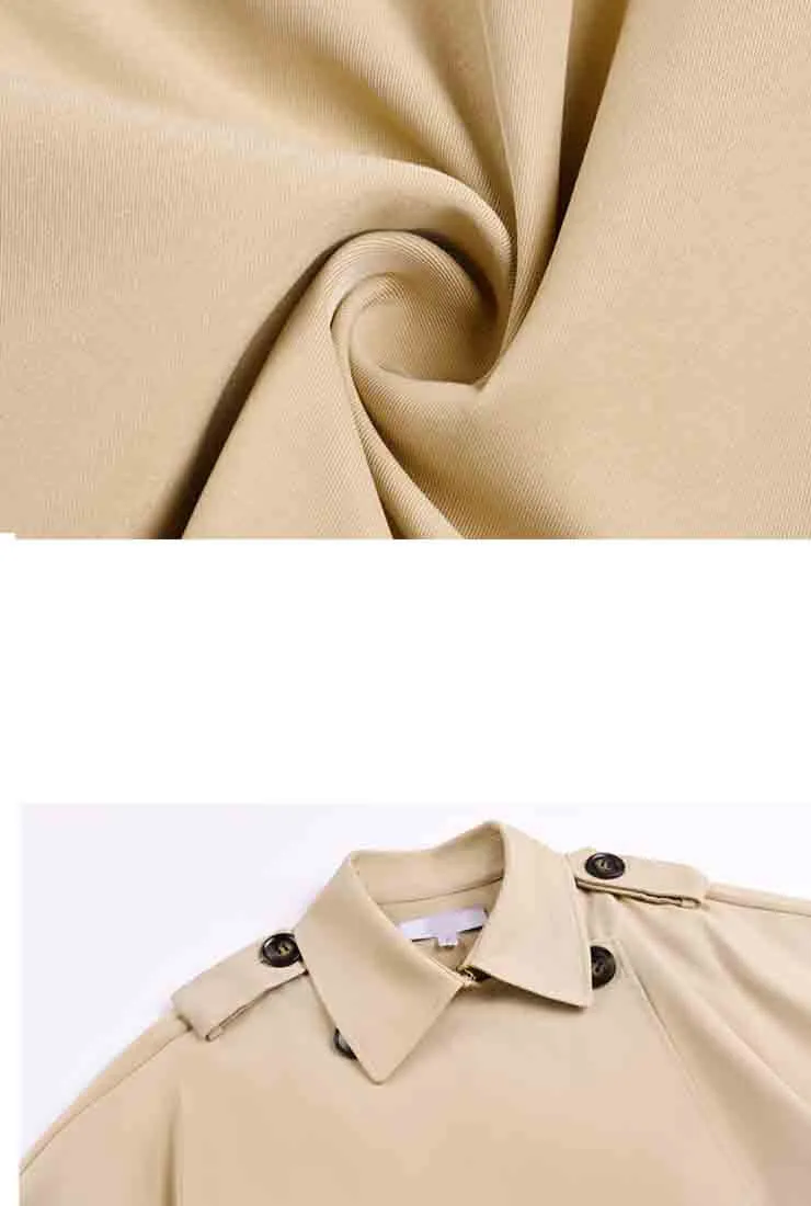 Double Breasted Cloak Khaki Loose Trench Coat