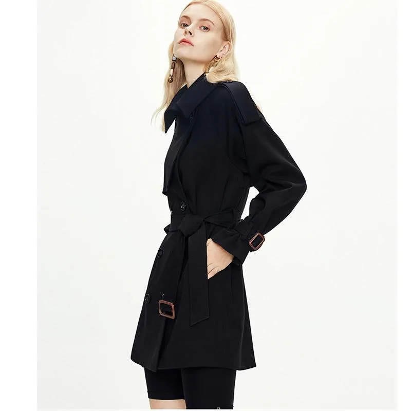 Double Breasted Trench Coat Loose Mid-Length Coat