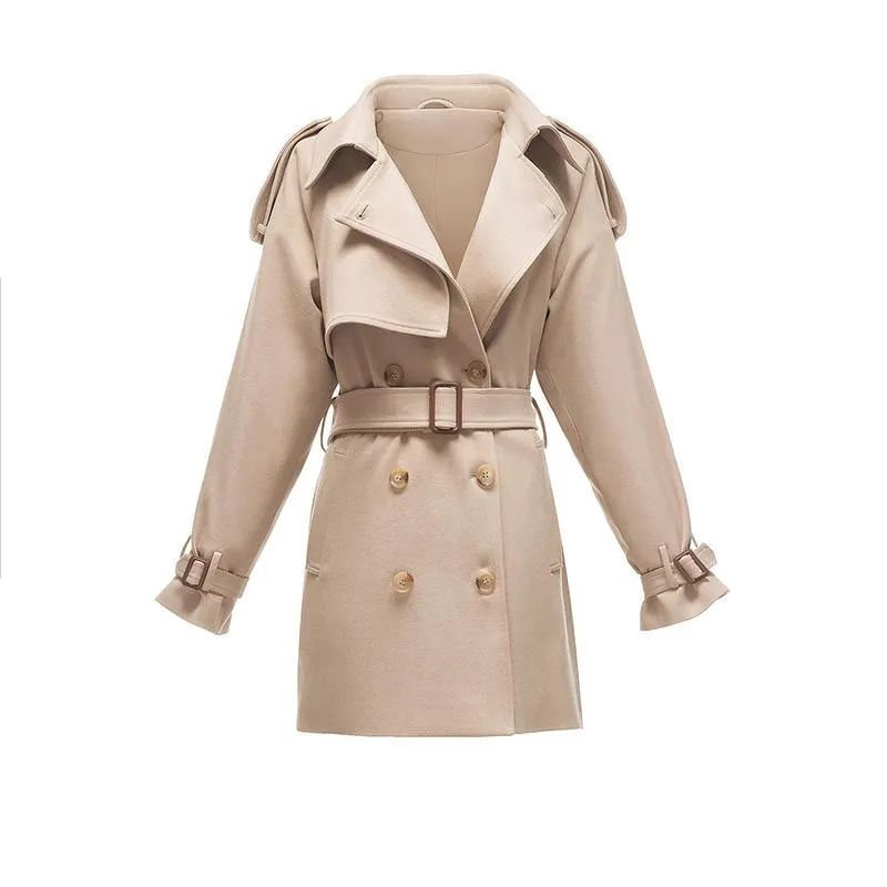 Double Breasted Trench Coat Loose Mid-Length Coat