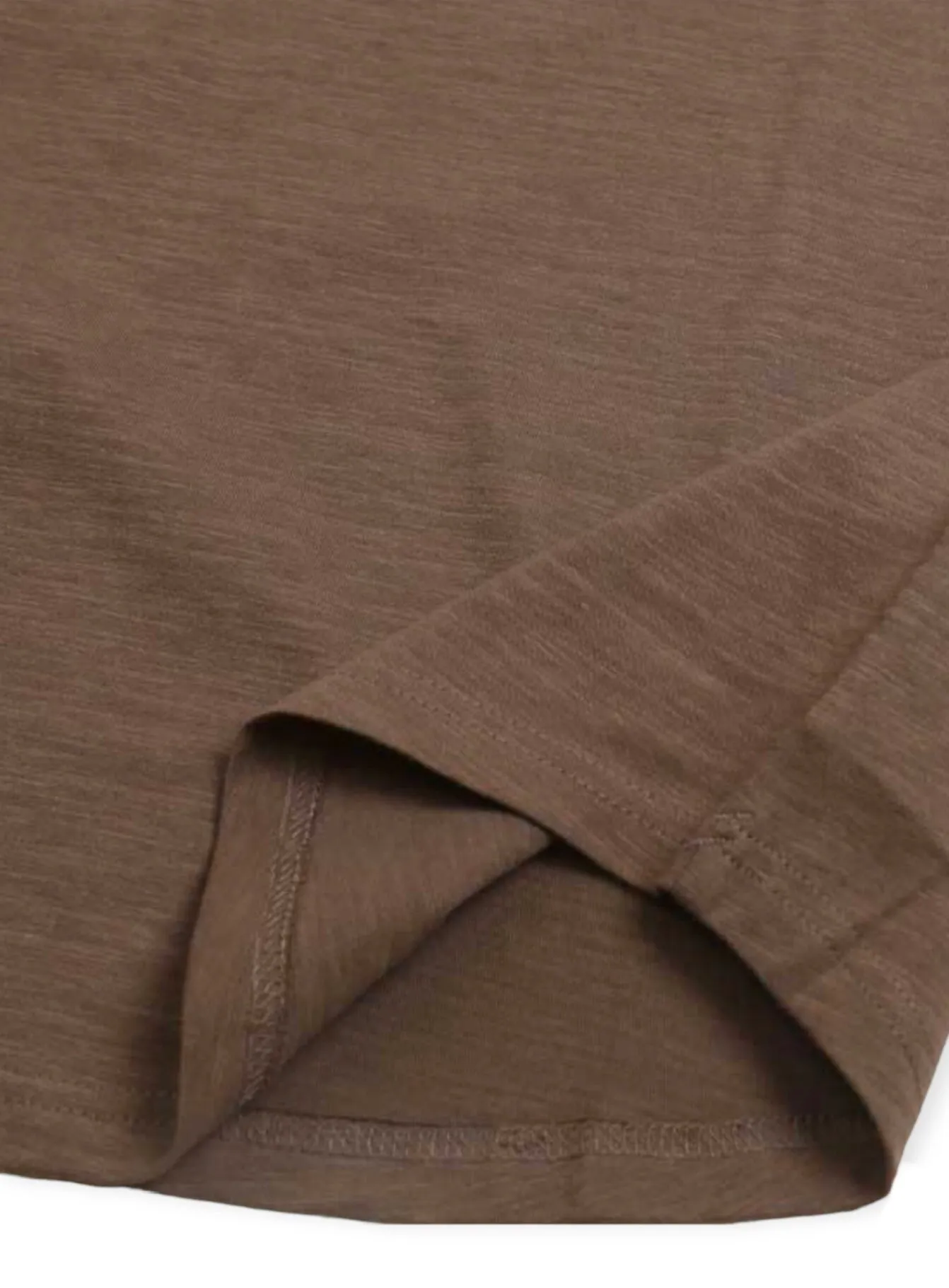 Essential Curved Hem Crew Neck- Chestnut