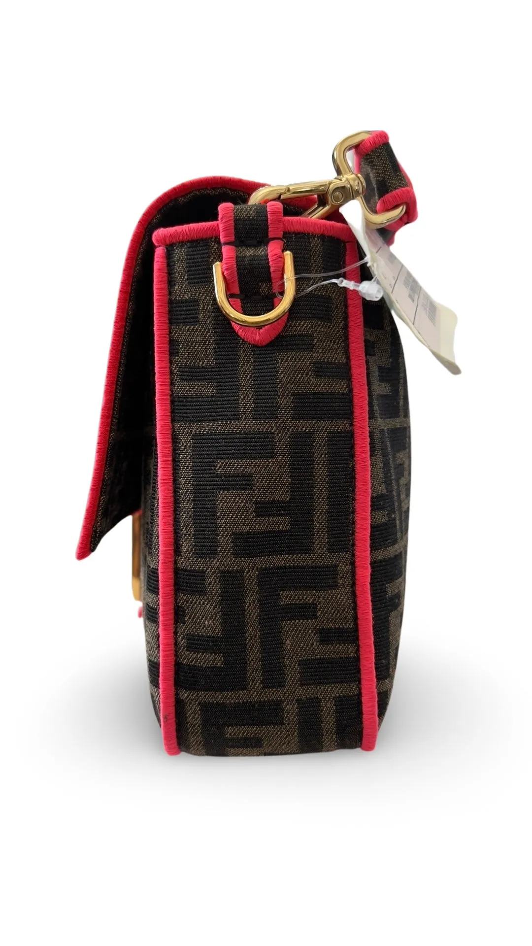 Fendi Baguette - Large Brown and Fuschia FF Jacquard