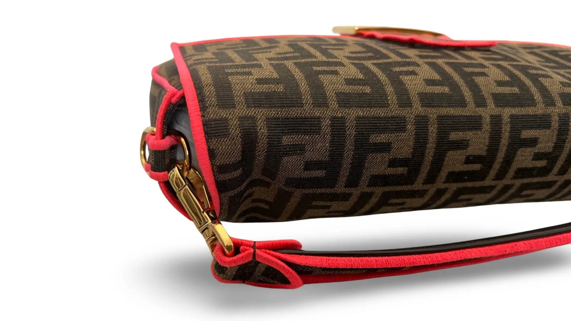 Fendi Baguette - Large Brown and Fuschia FF Jacquard