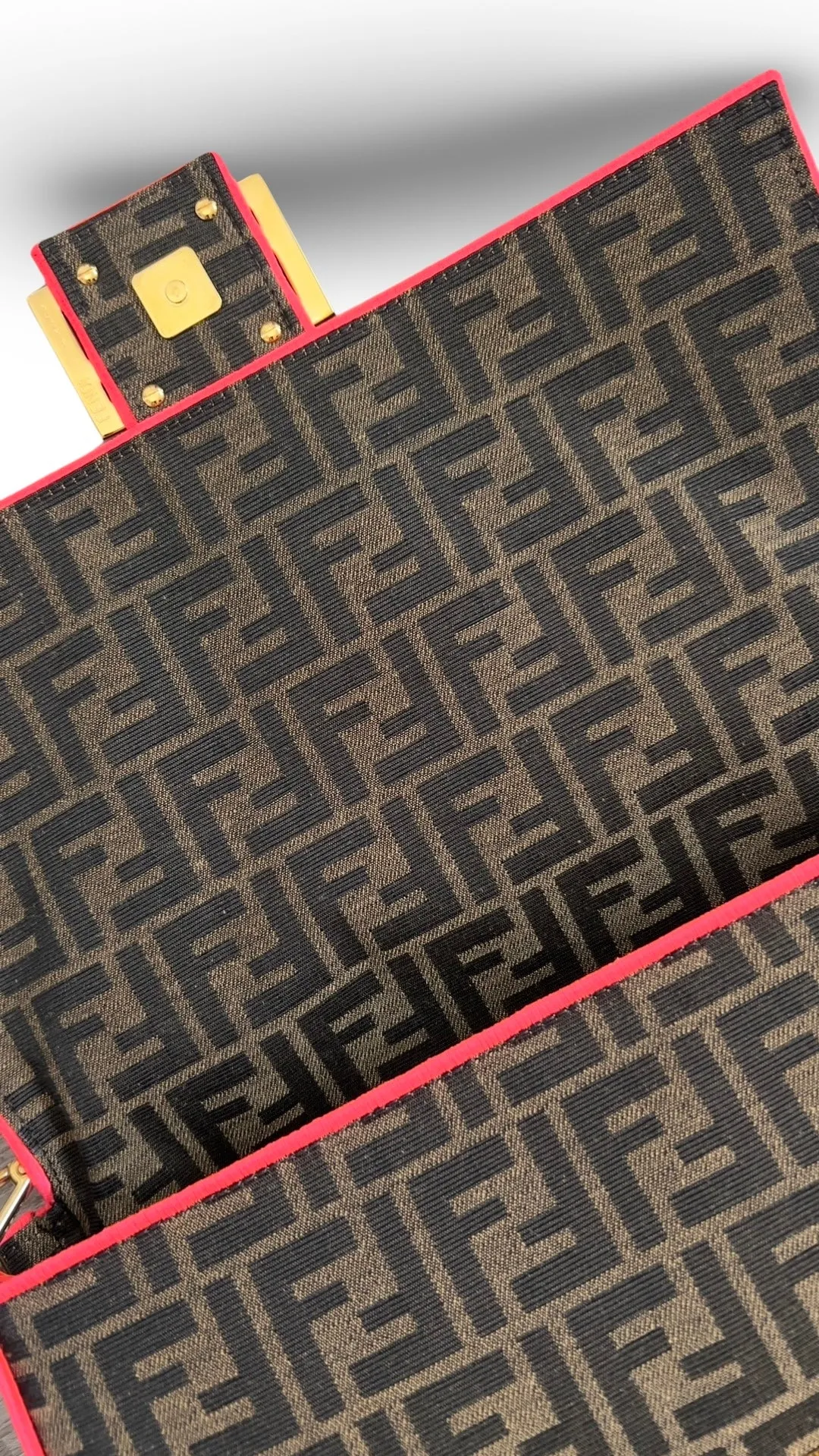 Fendi Baguette - Large Brown and Fuschia FF Jacquard