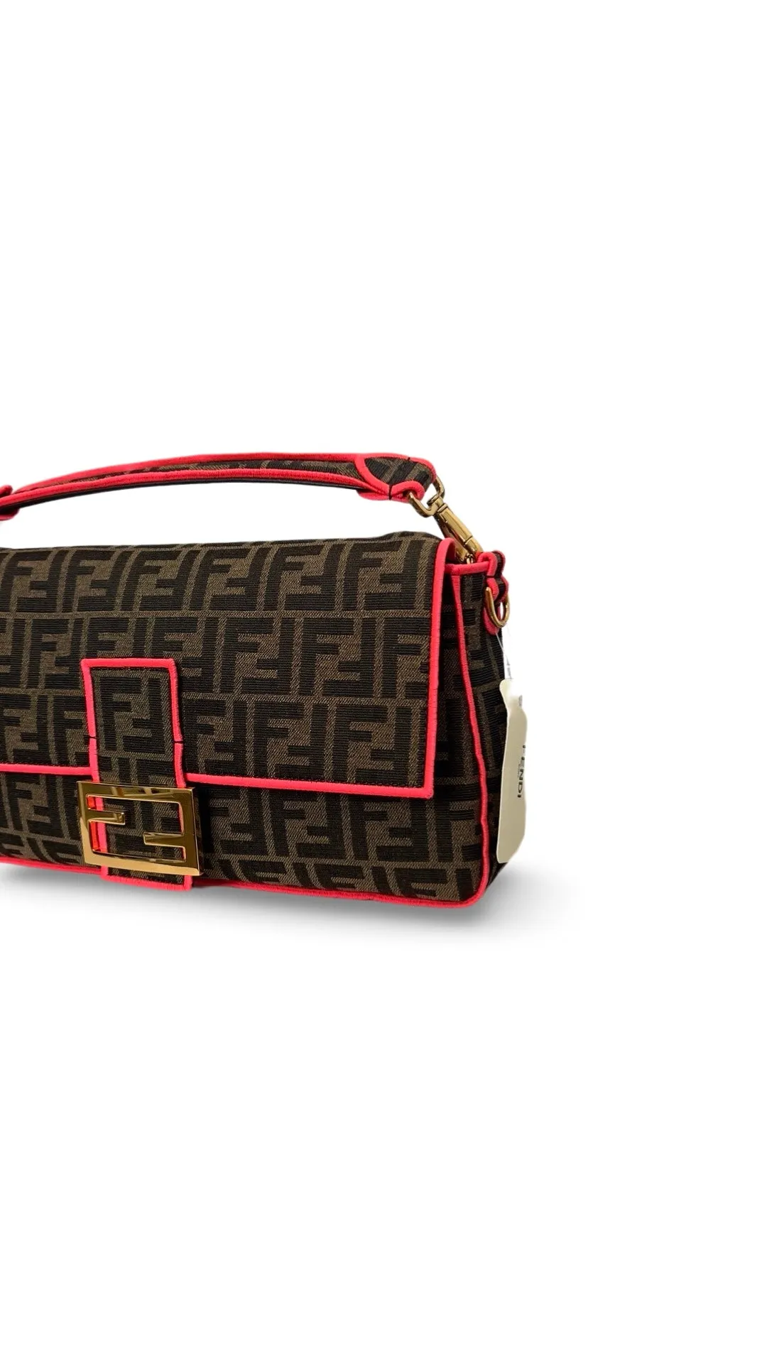 Fendi Baguette - Large Brown and Fuschia FF Jacquard