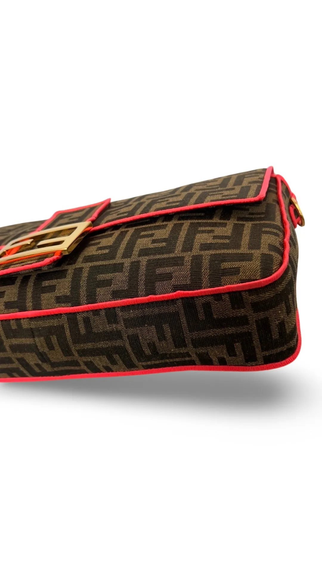 Fendi Baguette - Large Brown and Fuschia FF Jacquard