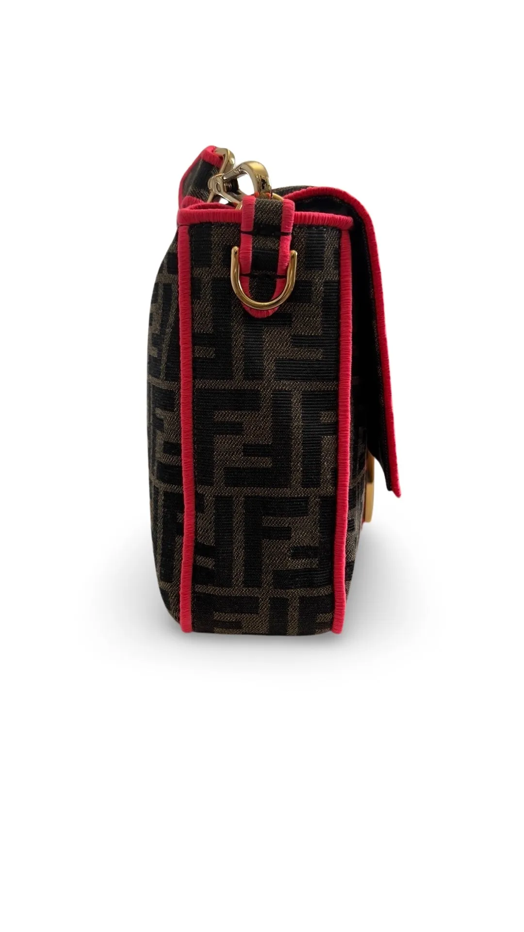 Fendi Baguette - Large Brown and Fuschia FF Jacquard