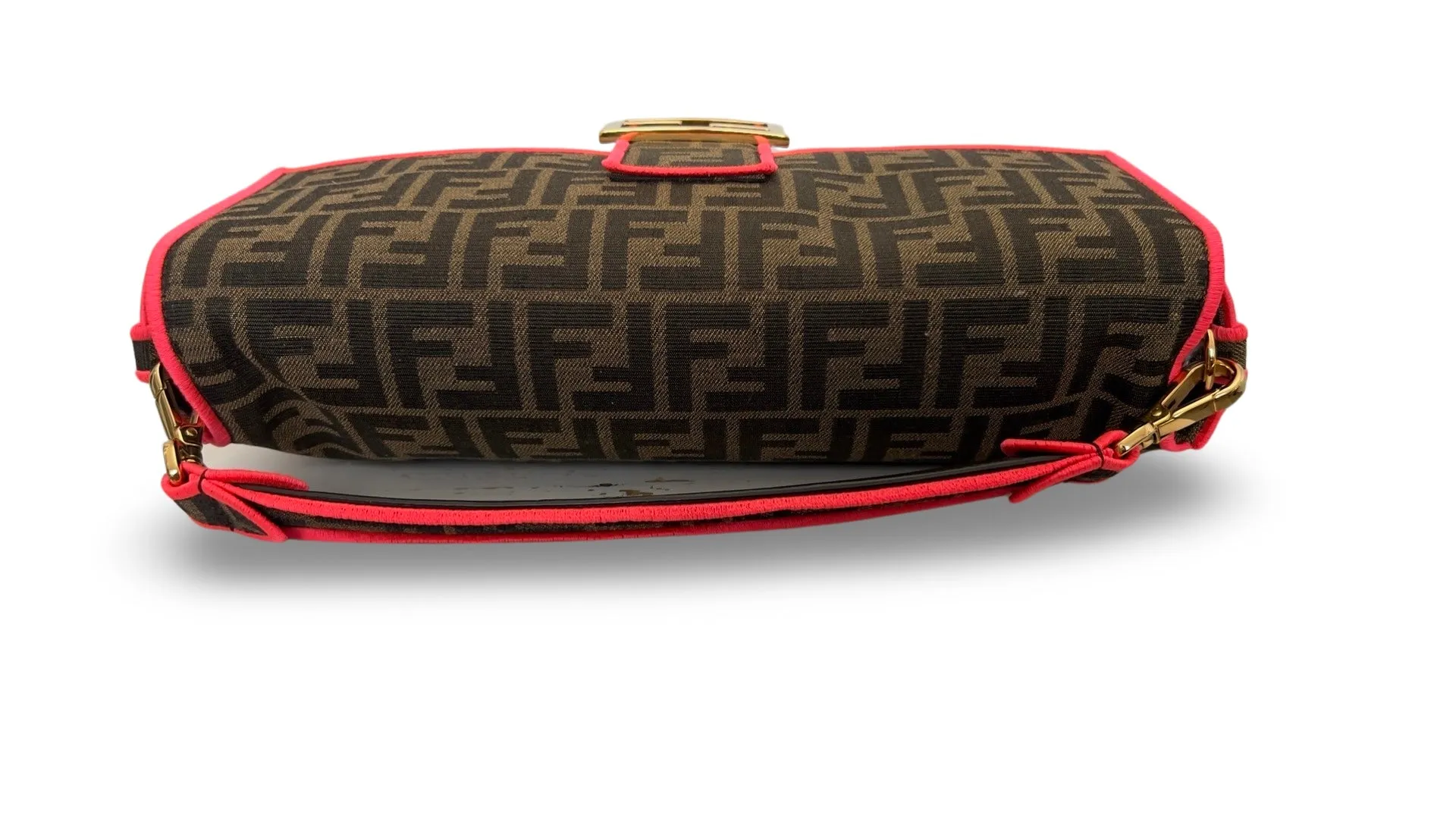 Fendi Baguette - Large Brown and Fuschia FF Jacquard