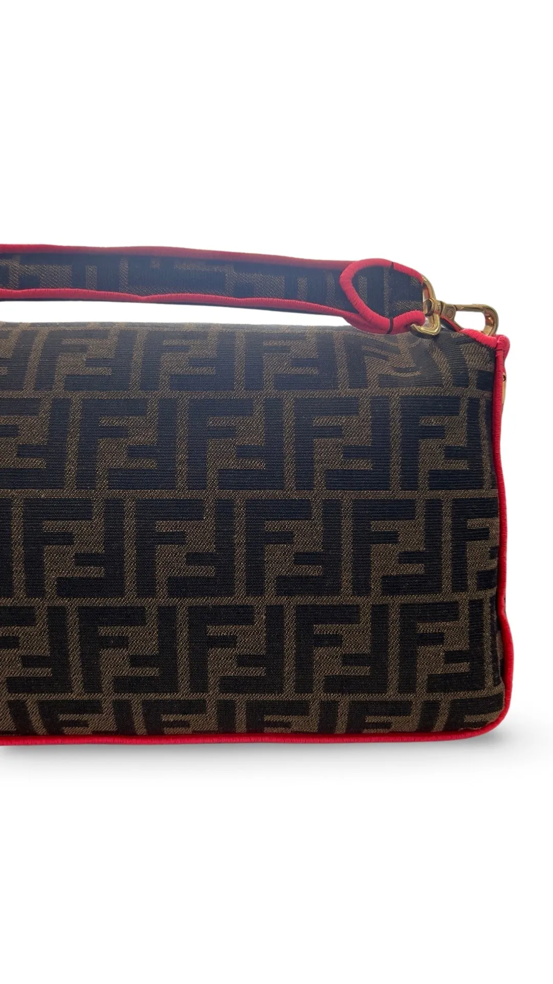 Fendi Baguette - Large Brown and Fuschia FF Jacquard