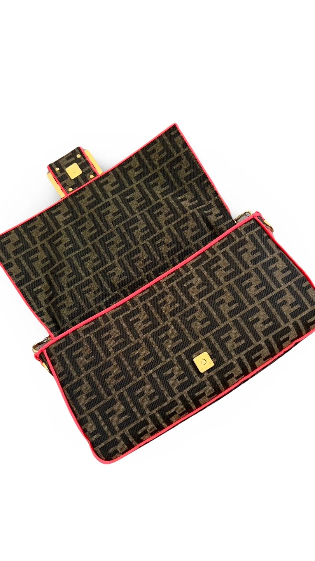 Fendi Baguette - Large Brown and Fuschia FF Jacquard