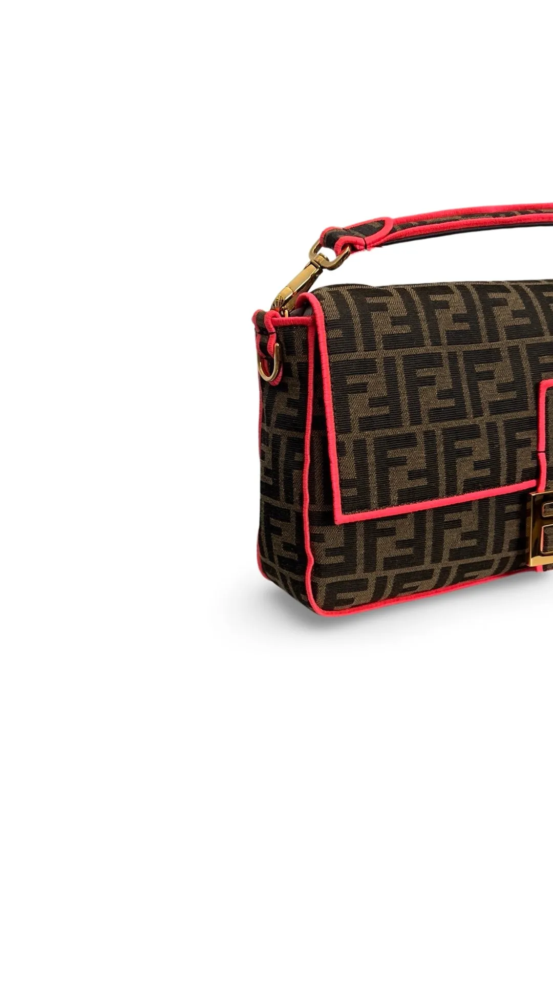 Fendi Baguette - Large Brown and Fuschia FF Jacquard