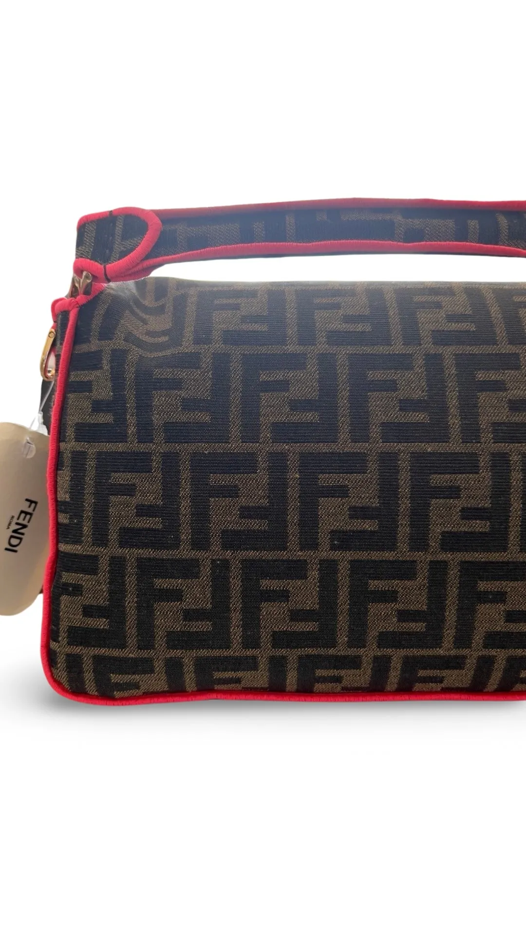 Fendi Baguette - Large Brown and Fuschia FF Jacquard