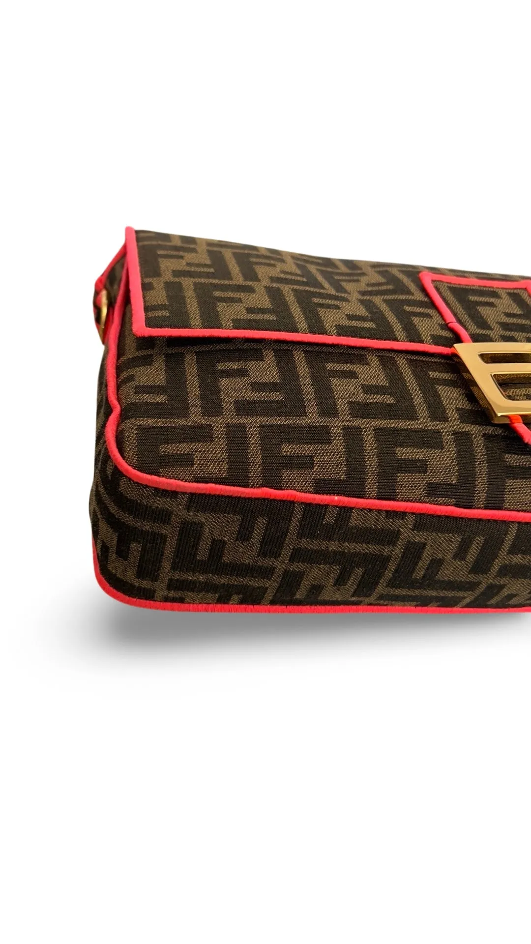 Fendi Baguette - Large Brown and Fuschia FF Jacquard