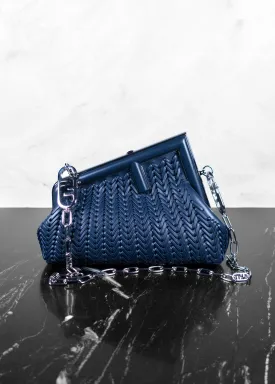 Fendi First Small Midnight Blue Woven Leather Bag