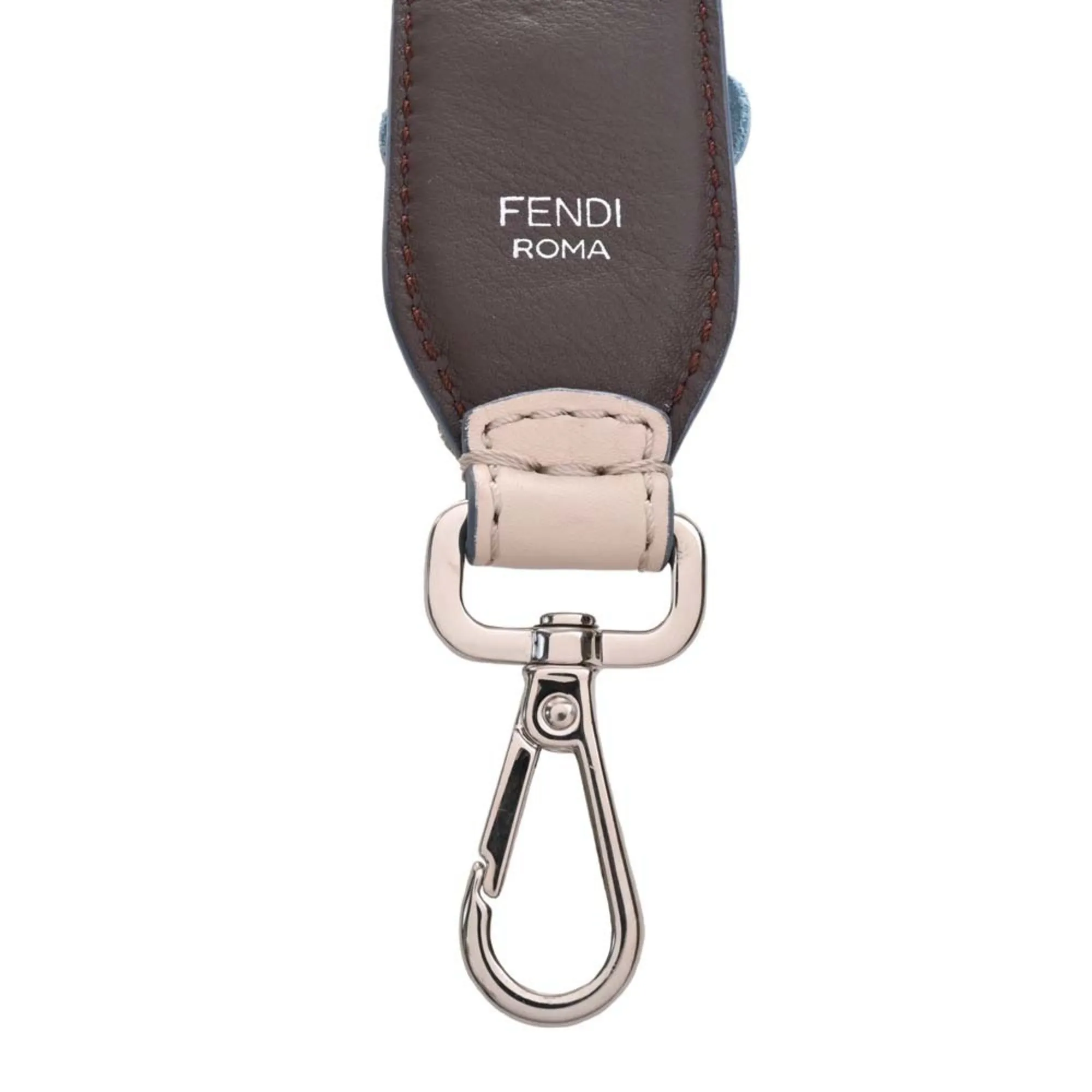 FENDI Leather Strap You Flower Studded Shoulder Beige/Multicolor Ladies