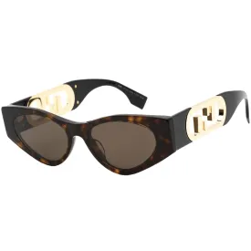 Fendi Women's Sunglasses - Brown Lens Full Rim Dark Tortoise Frame | FE40049I 52E