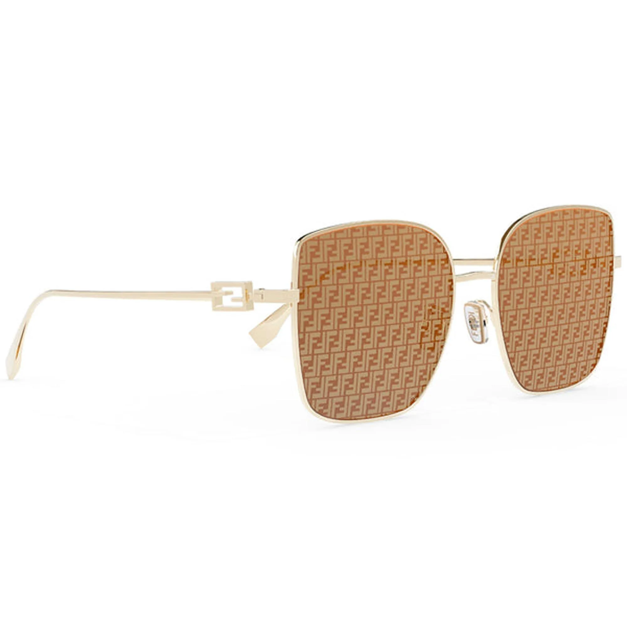 Fendi Women's Sunglasses - Brown Lens Gold Metal Square Shaped Frame | FE40013U 10L