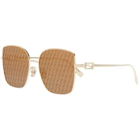 Fendi Women's Sunglasses - Brown Lens Gold Metal Square Shaped Frame | FE40013U 10L