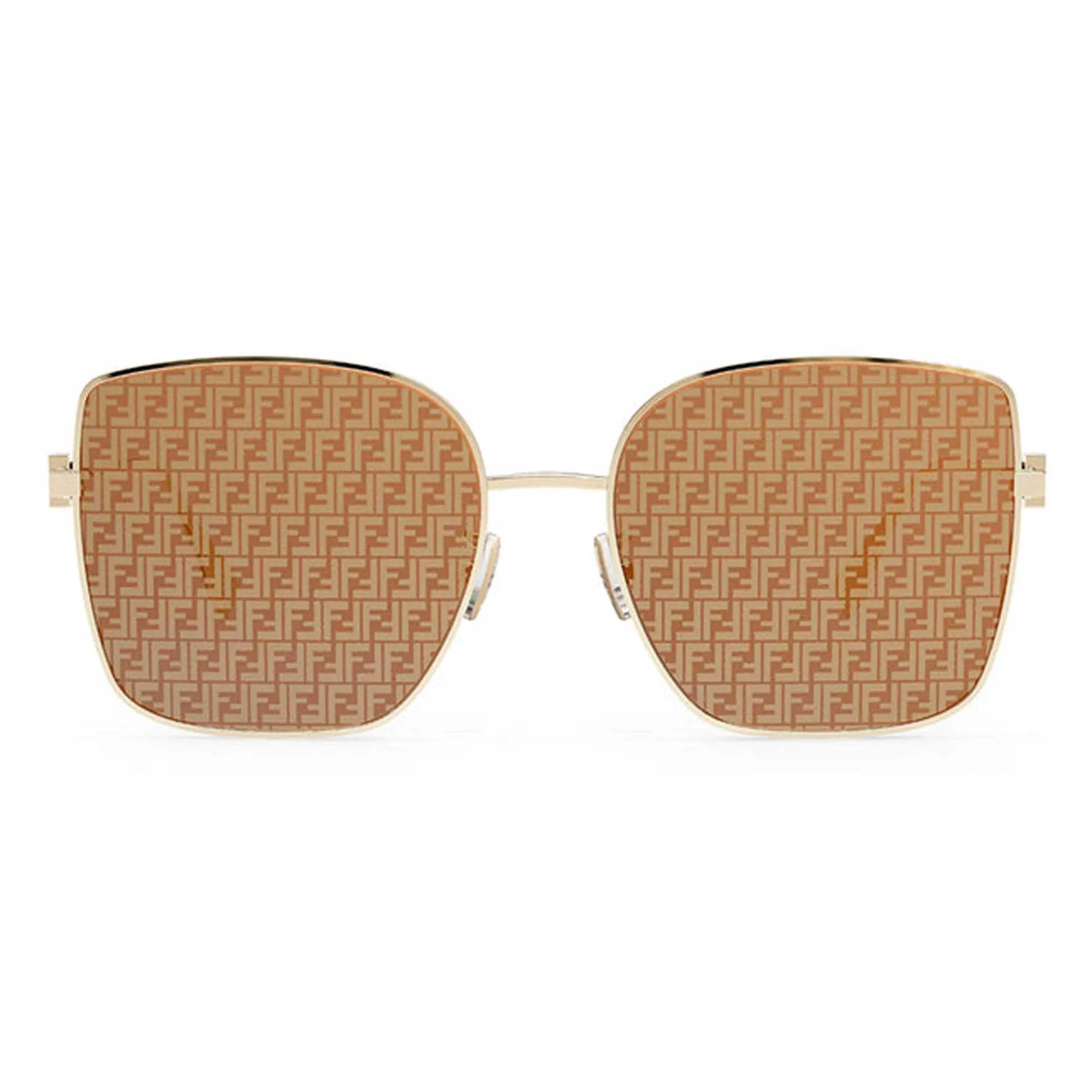 Fendi Women's Sunglasses - Brown Lens Gold Metal Square Shaped Frame | FE40013U 10L