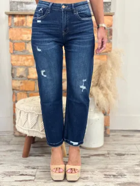 High Rise Cuffed Barrel Jeans