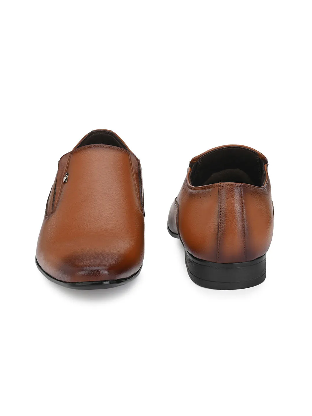 Hitz Men's Tan Synthetic Slip-On Formal Shoes