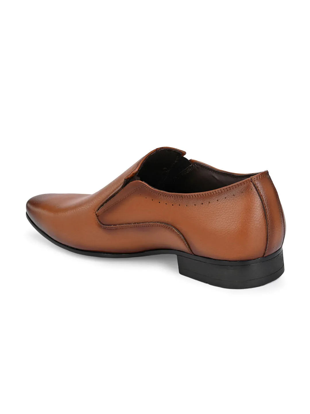 Hitz Men's Tan Synthetic Slip-On Formal Shoes