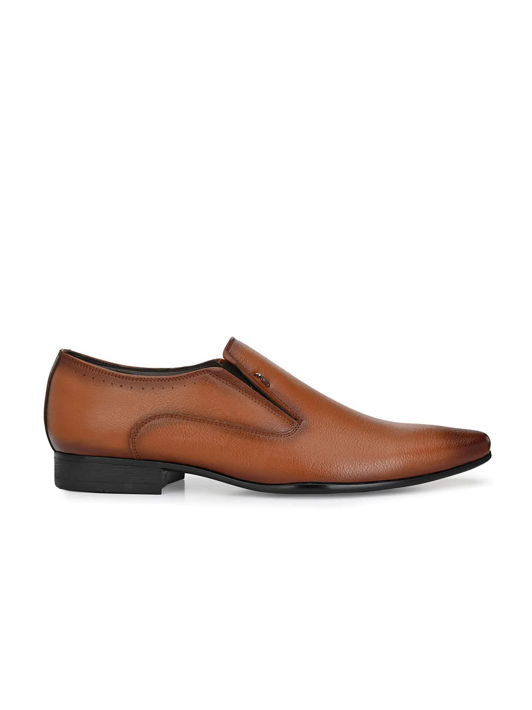 Hitz Men's Tan Synthetic Slip-On Formal Shoes