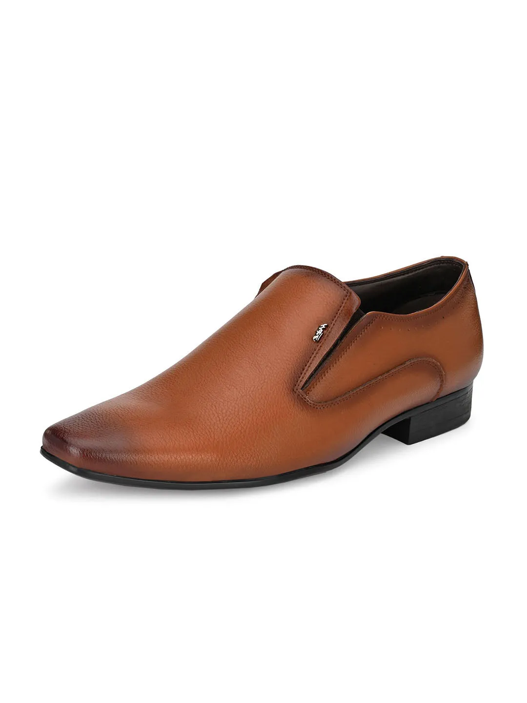 Hitz Men's Tan Synthetic Slip-On Formal Shoes