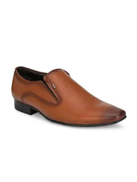 Hitz Men's Tan Synthetic Slip-On Formal Shoes