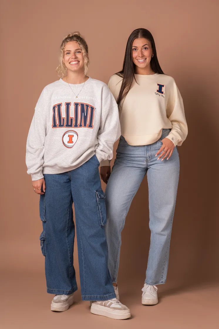 Illinois Vintage Oversized Crew Neck Sweatshirt