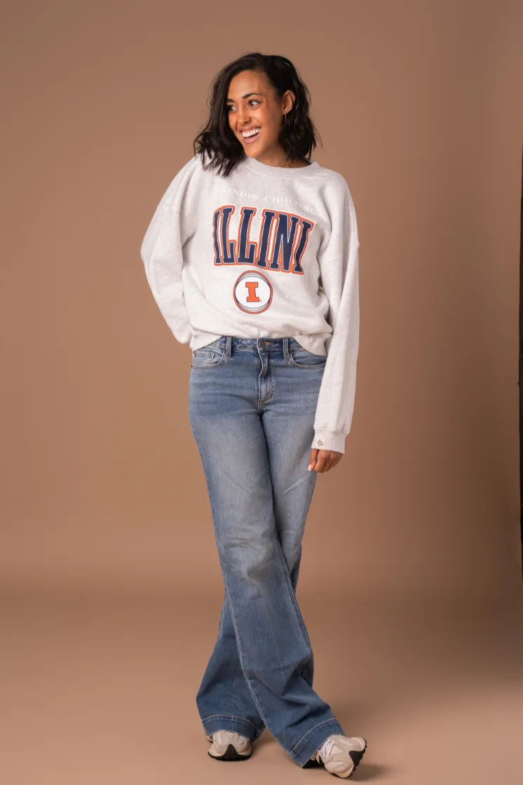 Illinois Vintage Oversized Crew Neck Sweatshirt