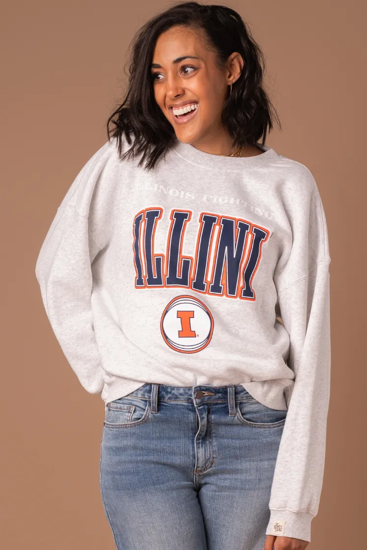 Illinois Vintage Oversized Crew Neck Sweatshirt