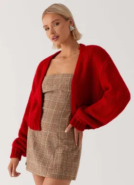 Jasleen Knit Cardigan - Red