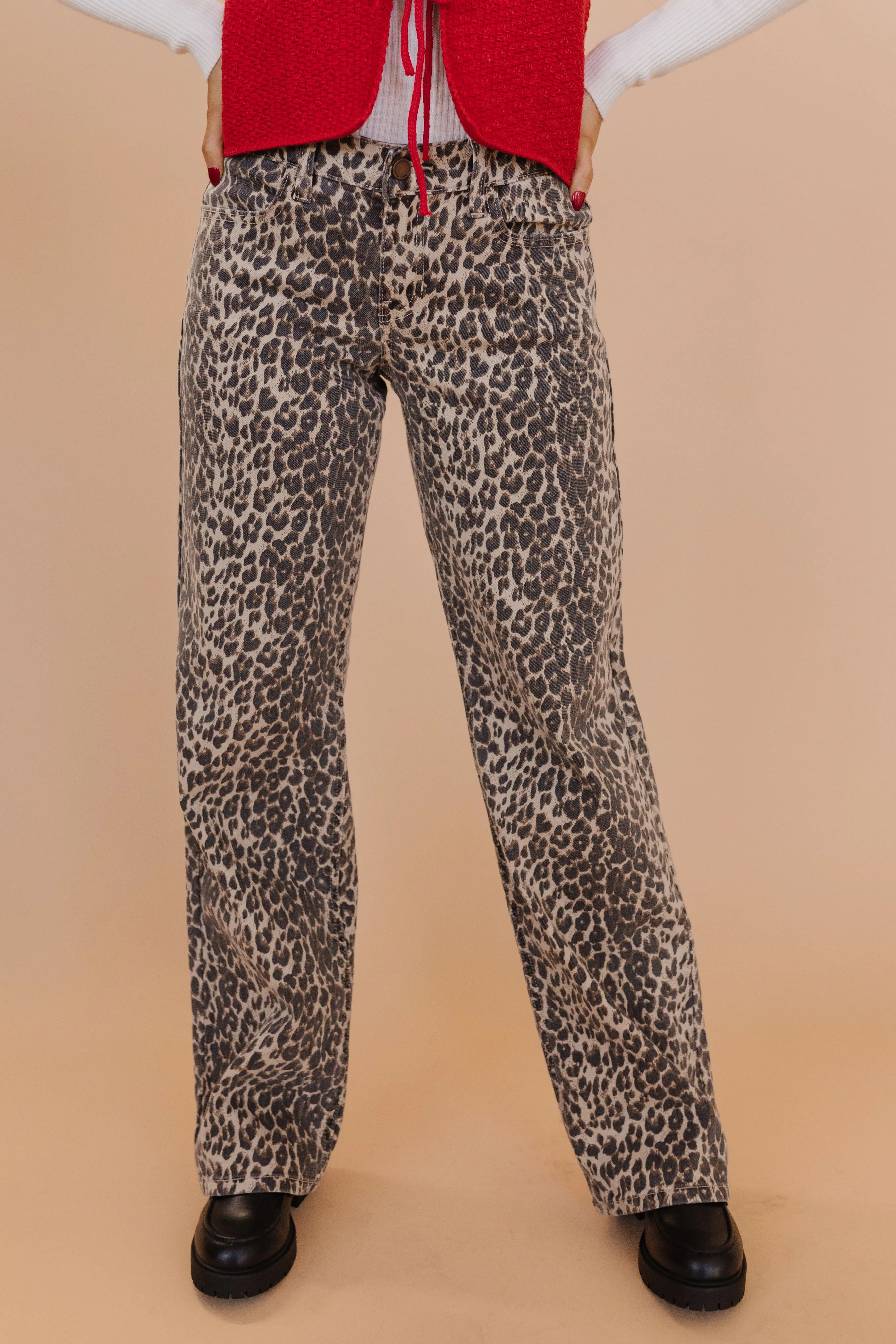 JBD LOW RISE RELAXED STRAIGHT JEAN IN LEOPARD