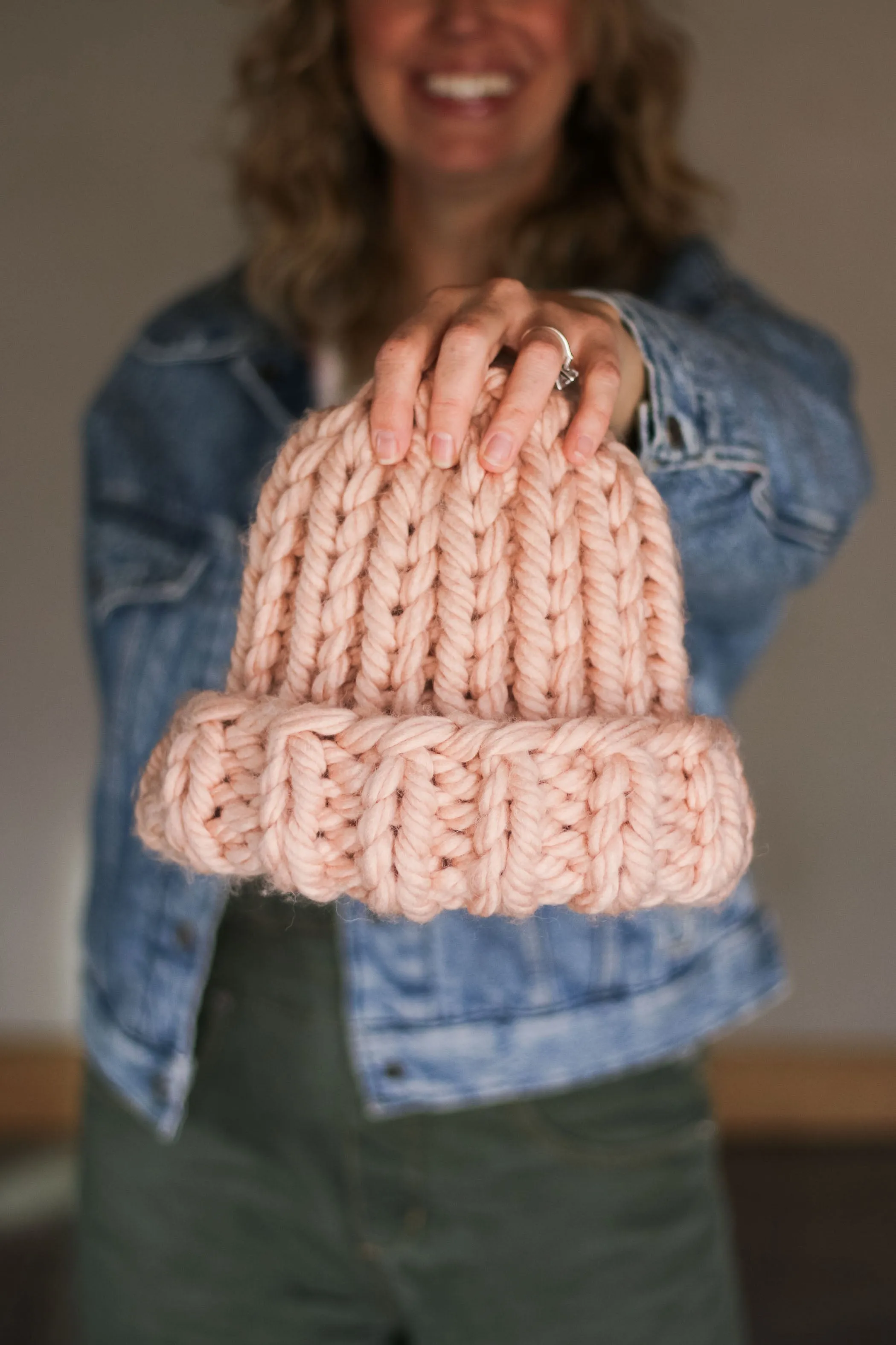 Knit Flat Chunky Hat Knitting Pattern