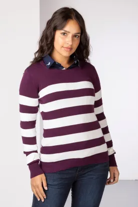 Ladies Striped Crew Neck Jumper