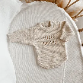 'Little Honey' Chunky Knit Romper - Honey