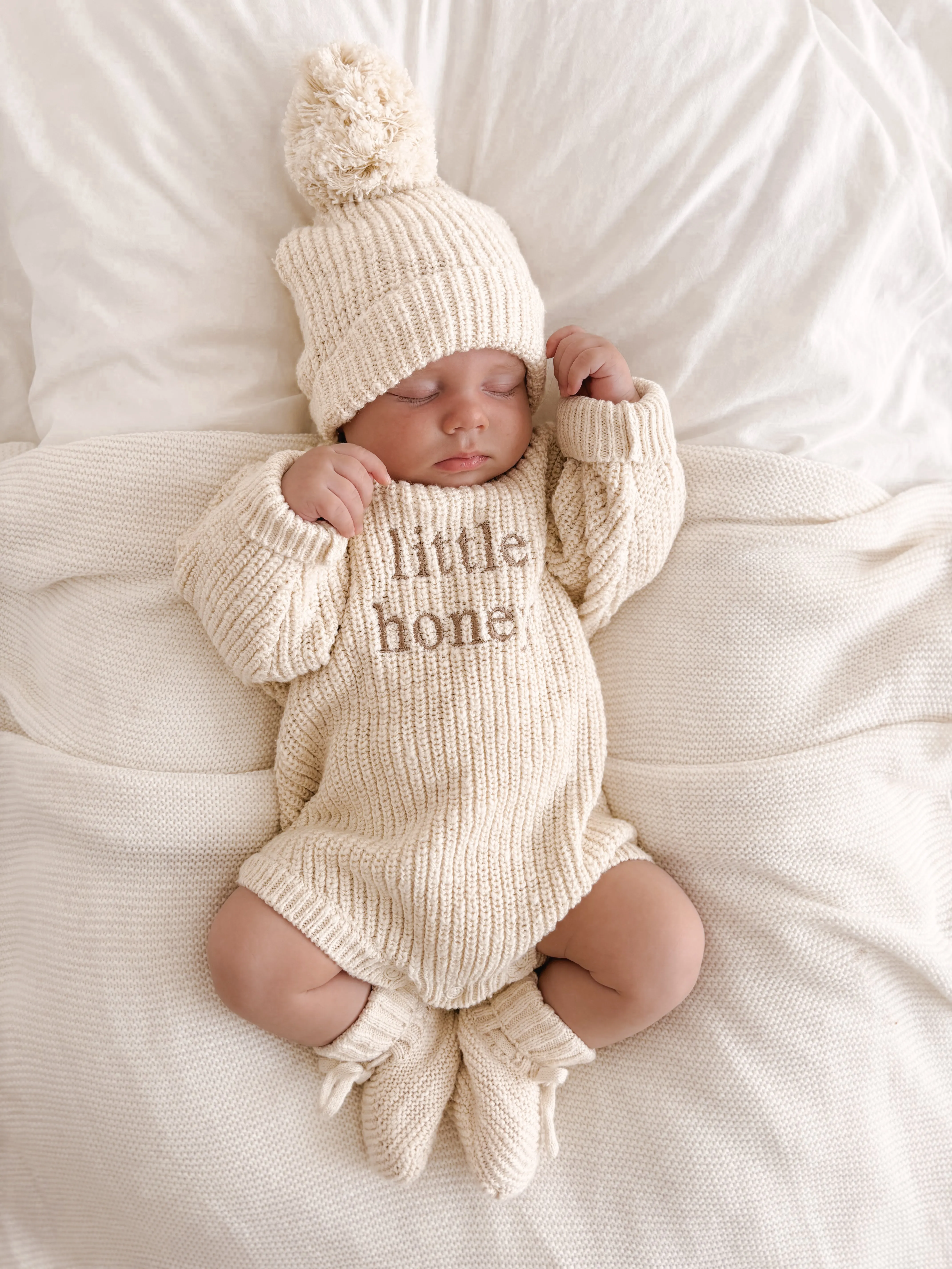 'Little Honey' Chunky Knit Romper - Honey