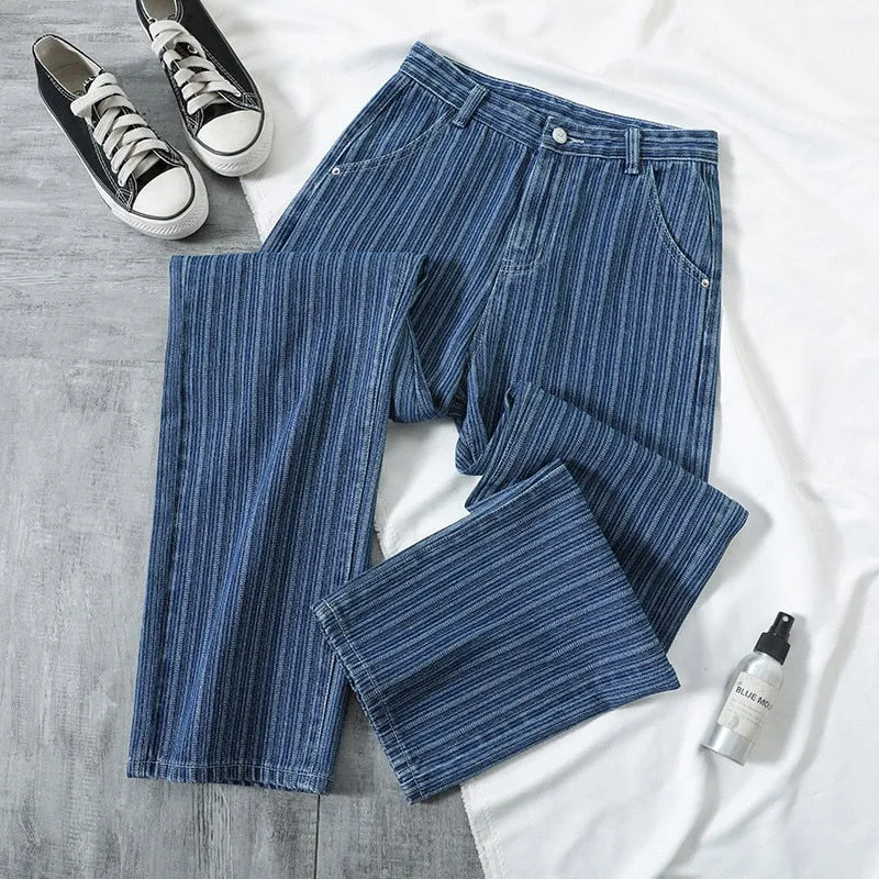 Loose Striped Jeans Pants