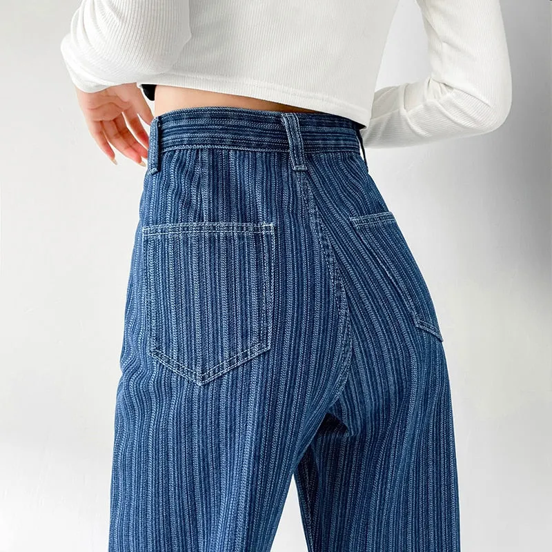 Loose Striped Jeans Pants