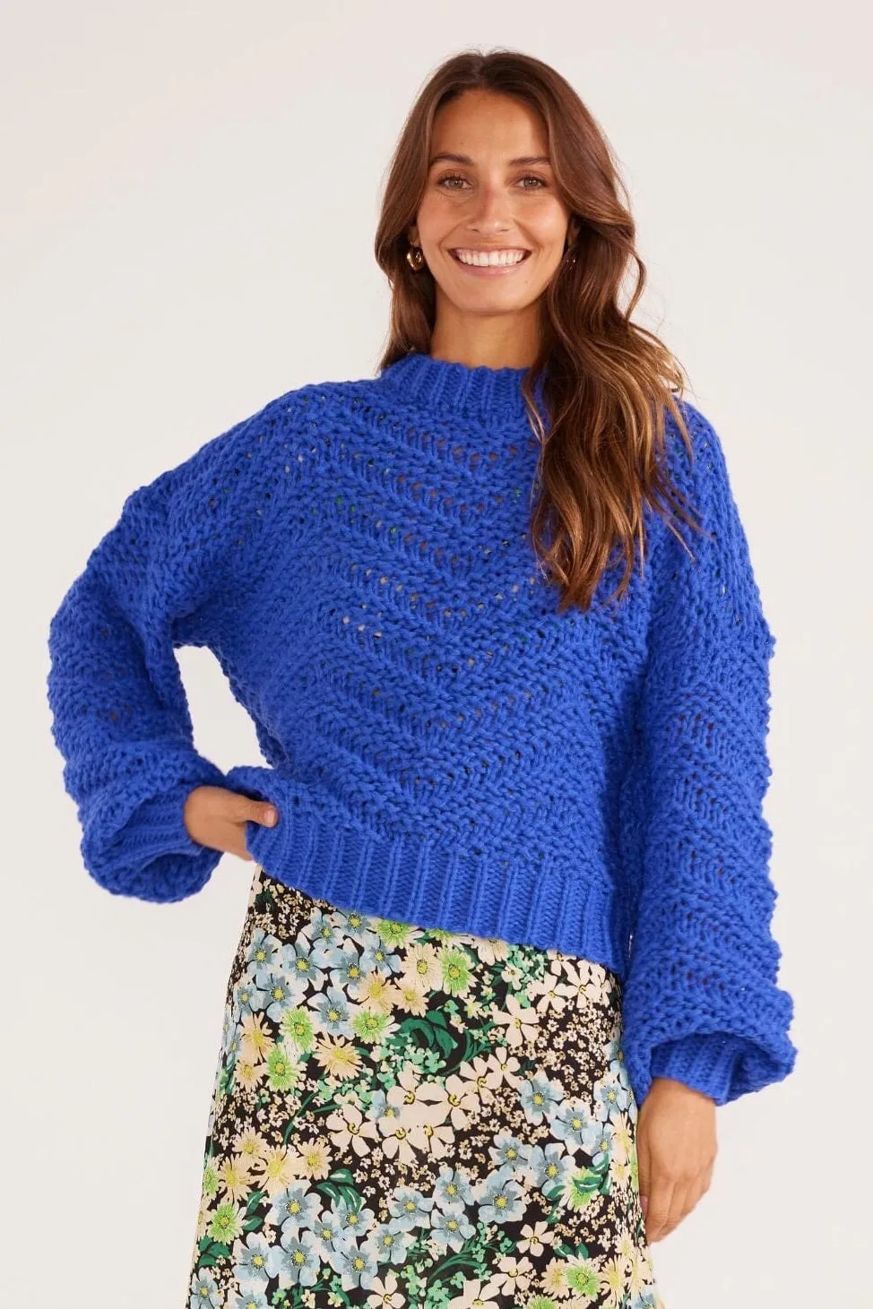 Luna Sapphire Zig Zag Knit Jumper