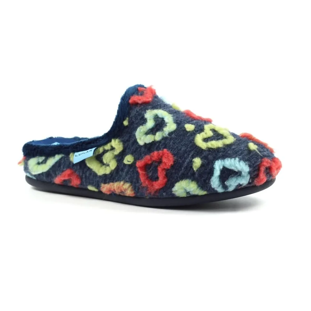 Lunar KLA233 Valentine Ladies Spanish Navy Textile Slip On Slippers