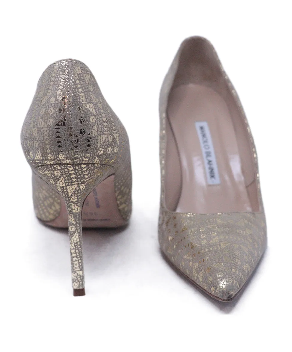 Manolo Blahnik Gold Suede Heels sz 6.5