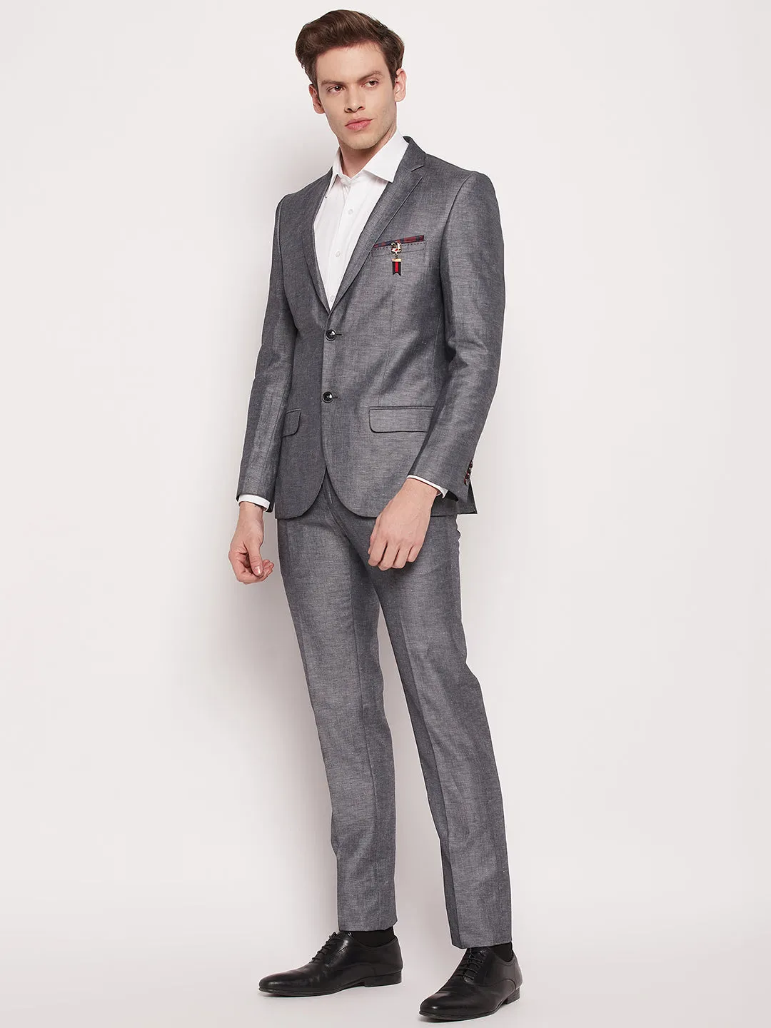 Men Dark Grey 2 Piece Suit