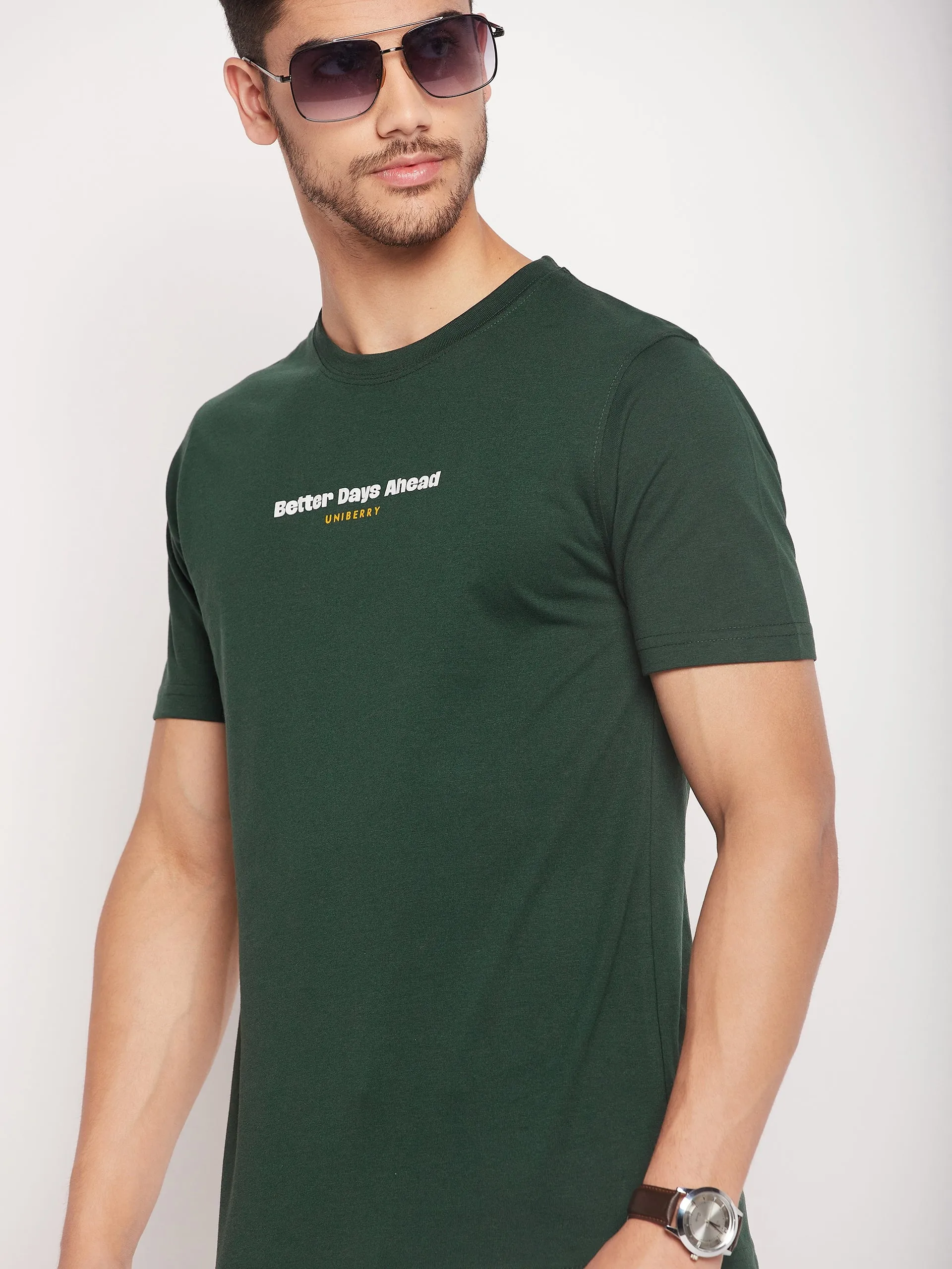 Men Quote Printed Crew Neck T-Shirt