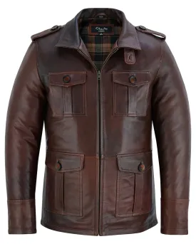 Men's Brown Leather Coat: Aberdeen