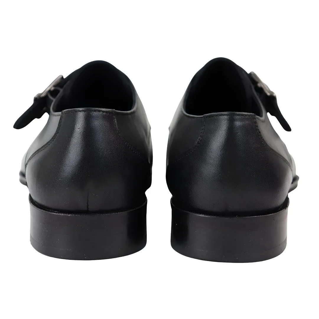 Men's Leather Monk Shoes Side Buckle