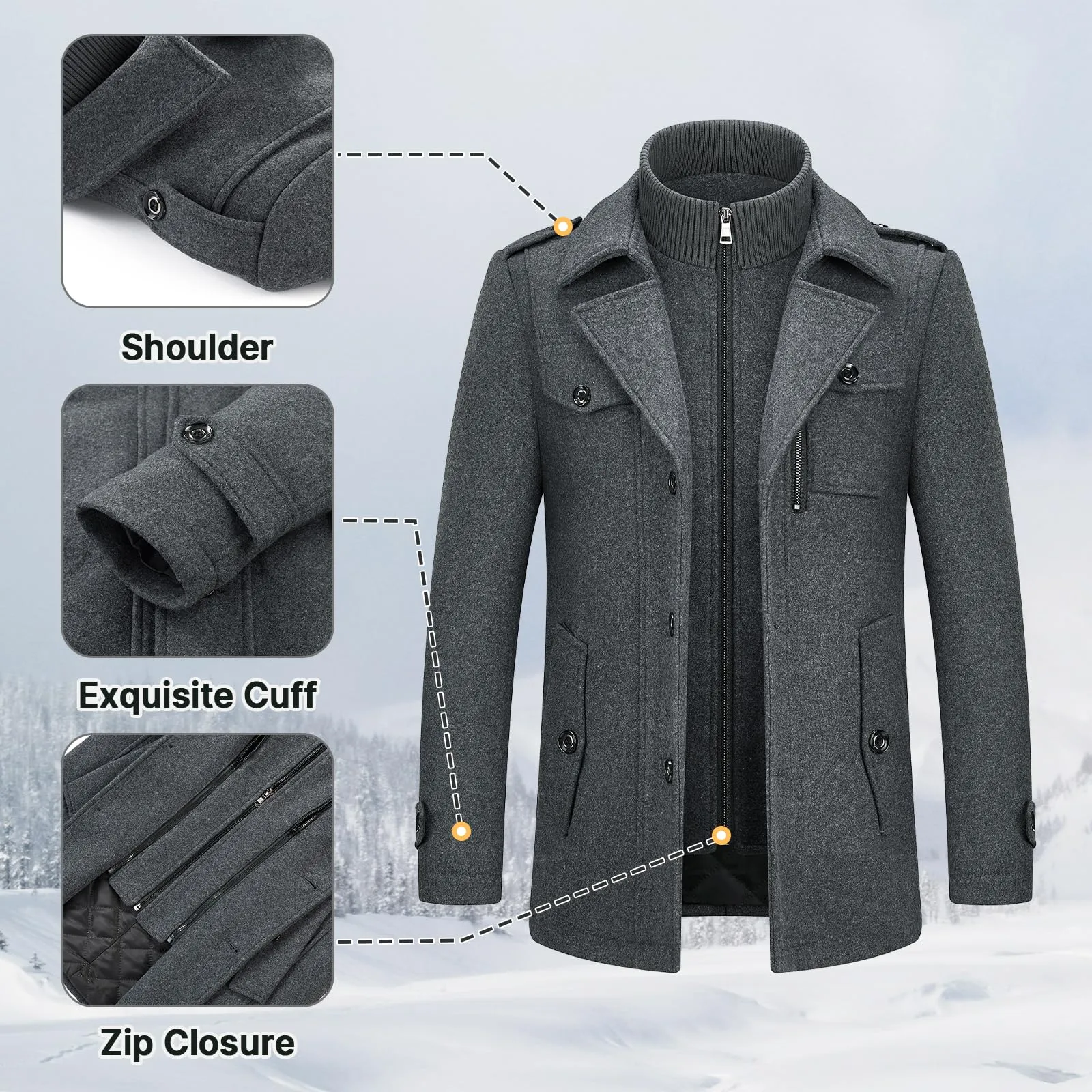 Men's Thick Business Casual Double-Layer Wool Coat